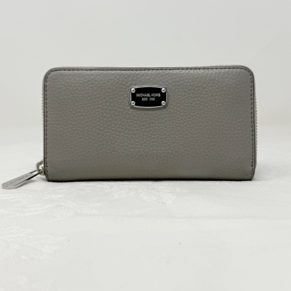 Michael Kors Gray Leather Zip-Around Wallet - Picture 11 of 11